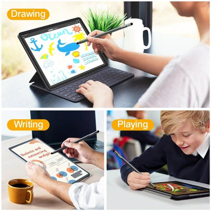 JOYROOM Universal Stylus Pen with Replaceable Silicone Tips used for drawing, writing, and playing on tablets and iPads