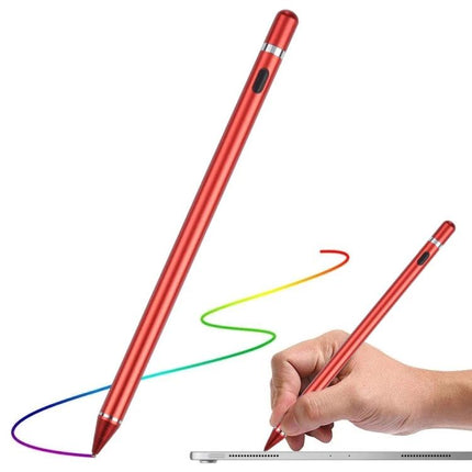 Universal Active Capacitive Stylus Pen for Touch Screens - red high-sensitivity aluminum stylus for drawing, note-taking, and precise touchscreen use