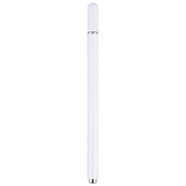 Universal Silicone Disc Nib Stylus Pen with Magnetic Cap shown in white, slim touchscreen stylus with magnetic cap for drawing and note-taking