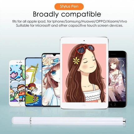 Universal Silicone Disc Nib Stylus Pen with Magnetic Cap shown with tablet and smartphones for drawing, note-taking, and touchscreen navigation