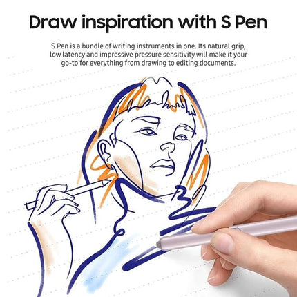 Sleek Stylus Pen for Writing and Annotating on Samsung Galaxy Tab S6 drawing sketching notes on tablet with hand using S Pen