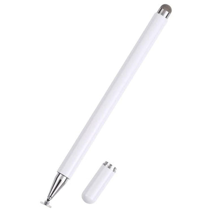 Silicone-Tipped Stylus Pen for Writing on Smartphones and Tablets - white pen with transparent disc tip and removable cap