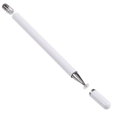 Silicone-Tipped Stylus Pen for Writing on Smartphones and Tablets white pen with transparent disc tip and removable cap for precise touchscreen input