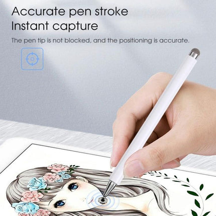 Silicone-Tipped Stylus Pen for Writing on Smartphones and Tablets held over tablet sketch for precise strokes and instant capture