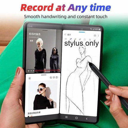 Stylus Pen for Samsung Galaxy Z Fold and Flip Series - black stylus sketching on unfolded phone for notes and precise navigation