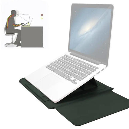 Waterproof PU Leather Laptop Bag Set for 13-14 Inch Laptops with Stand