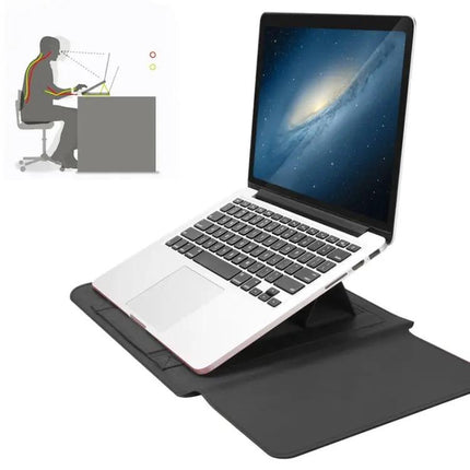 Waterproof PU Leather Laptop Bag Set for 13-14 Inch Laptops with Stand