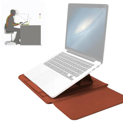Waterproof PU Leather Laptop Bag Set for 13-14 Inch Laptops with Stand