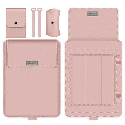 Waterproof PU Leather Laptop Bag Set for 13-14 Inch Laptops with Stand