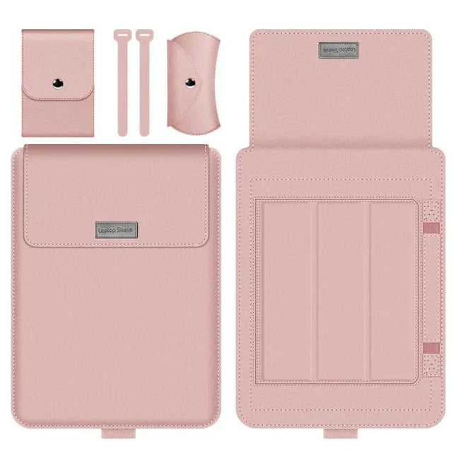 Waterproof PU Leather Laptop Bag Set for 13-14 Inch Laptops with Stand