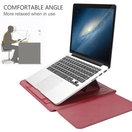 Waterproof PU Leather Laptop Bag Set for 13-14 Inch Laptops with Stand