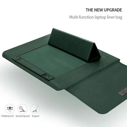 Waterproof PU Leather Laptop Bag Set for 13-14 Inch Laptops with Stand