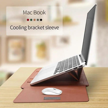 Waterproof PU Leather Laptop Bag Set for 13-14 Inch Laptops with Stand
