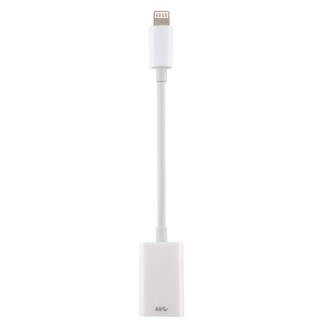 Practical Camera Adapter for Importing Photos to iPhone Devices — white Lightning to USB camera adapter for iPhone iPad iPod, travel photo import and keyboard use