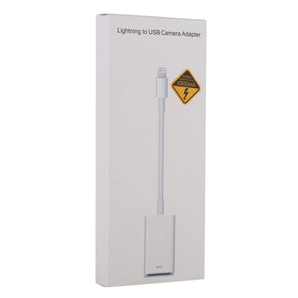 Practical Camera Adapter for Importing Photos to iPhone Devices in retail box showing Lightning to USB Camera Adapter