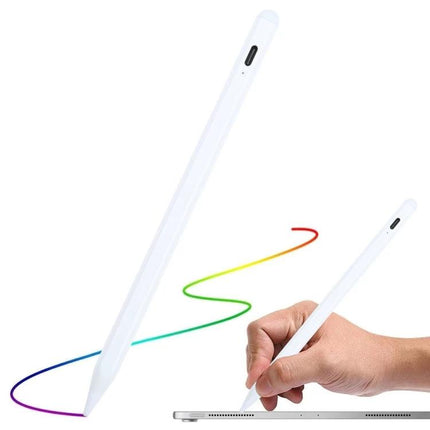 Universal Capacitive Stylus Pen with Fine Tip for Touch Devices - white stylus drawing on tablet, precise fine-tip for notes and sketches