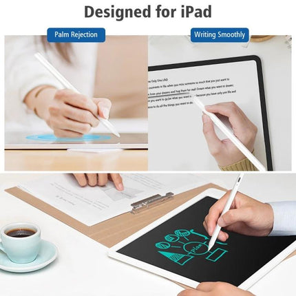 Universal Capacitive Stylus Pen with Fine Tip for Touch Devices being used to write and draw on tablets and iPad with palm rejection