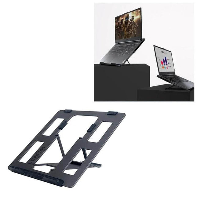 Lenovo Z2 Legion Adjustable Aluminum Laptop Cooling Stand in black showing adjustable angles and open-frame design for improved laptop ventilation