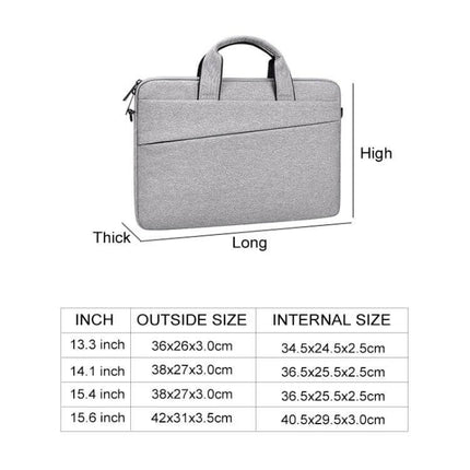 15.4 Inch Portable Laptop Bag with Double Side Pockets and Handle in light grey with handle and front pocket, fits 15.4-inch laptops