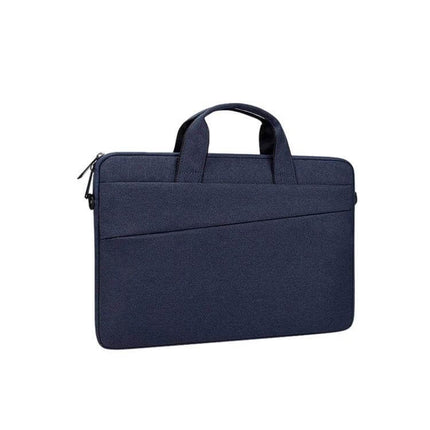 15.4 Inch Portable Laptop Bag with Double Side Pockets and Handle in navy with top handle, front pocket and zippered main compartment