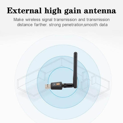 Dual Band USB WiFi Adapter for Wireless Connectivity with external high-gain antenna, Realtek 8811CU USB WiFi dongle for improved range