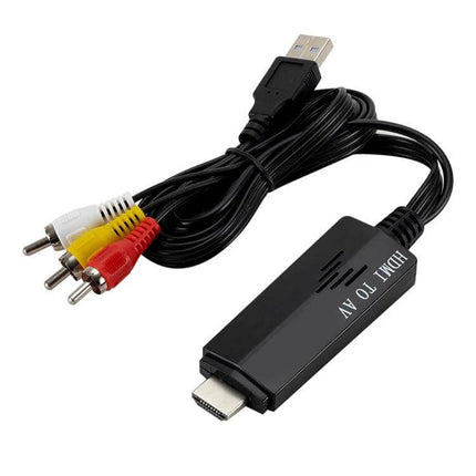 HDMI to RCA Video Converter for Connecting to Older Televisions with 1080P Support – compact HDMI-to-AV adapter with RCA cables and USB power