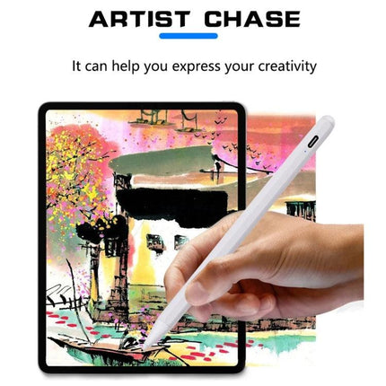 Stylus Pen for iPad - Perfect for Drawing, Writing, and Note-Taking, hand holding stylus sketching colorful landscape on iPad screen