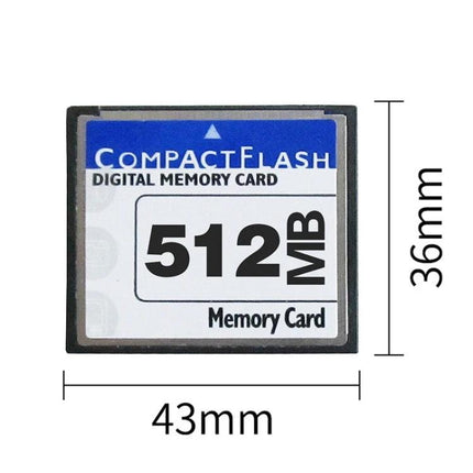 Compact Flash Card with 512MB Storage for Digital Devices - 512MB compact flash memory card for cameras and industrial tools, 43x36mm