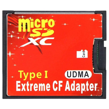 Micro SD to Compact Flash Memory Card Adapter with Single Socket, red Type I Extreme CF adapter showing microSD slot