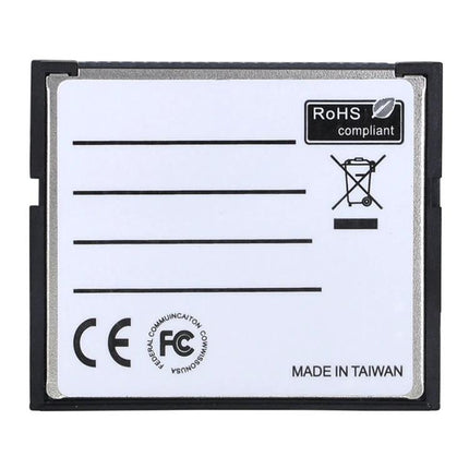 Micro SD to Compact Flash Memory Card Adapter with Single Socket – white CF adapter label, RoHS/CE/FCC markings, made in Taiwan