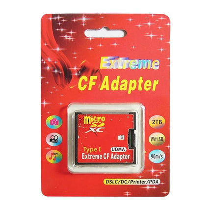 Micro SD to Compact Flash Memory Card Adapter with Single Socket - red packaged CF adapter for using microSD in CF devices
