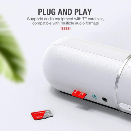 Microdata 128GB Class 10 Micro SD Card for Phones and Cameras - red 128GB card plugged into speaker showing plug-and-play use