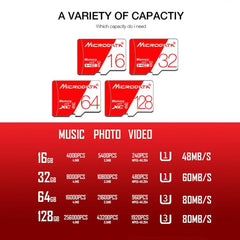 MICRODATA 16GB Ultra High-Speed U1 Red and White Micro SD Memory Card