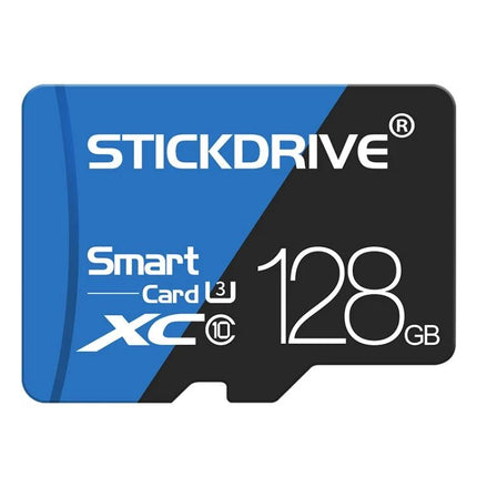 Stickdrive 128GB Blue and Black Micro SD Card for Devices - blue and black 128GB microSD for smartphones, tablets, cameras and travel media storage