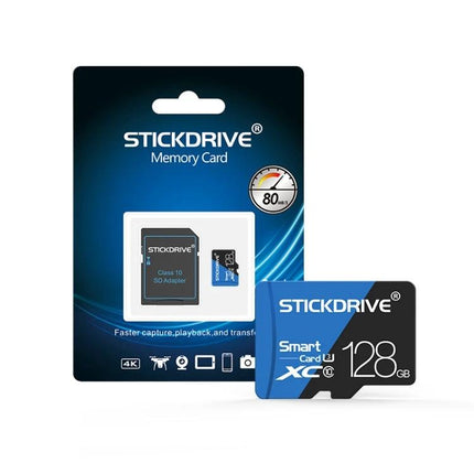 Stickdrive 128GB Blue and Black Micro SD Card for Devices — blue/black microSD for smartphones, tablets, cameras and travel media storage