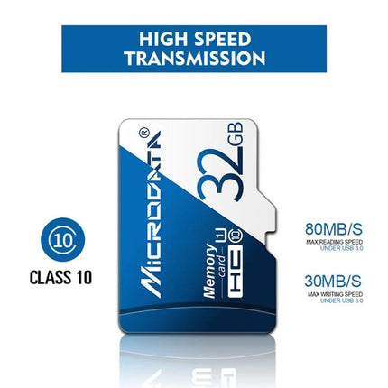 Microdata 16GB Micro SD Memory Card for Everyday Devices showing compact Class 10 card for photos, videos, GPS maps and everyday storage