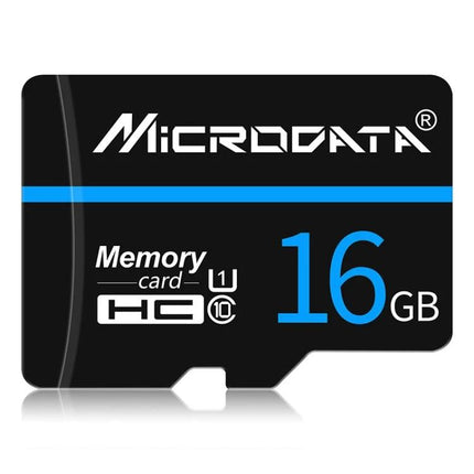 Microdata 16GB Micro SD Memory Card for Smartphones and Devices - black microSD card showing 16GB capacity and Microdata branding