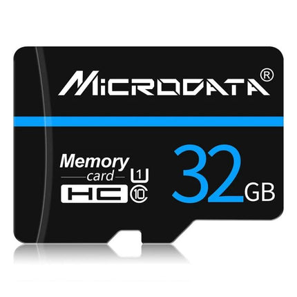 Microdata 32GB Micro SD Memory Card for Smartphones and Devices - black and blue micro SD card showing 32GB storage