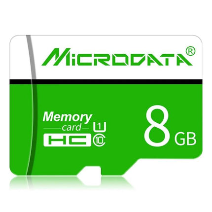 Microdata 8GB Micro SD Memory Card for Phones and Cameras - green 8GB micro SD card for phones and cameras, stores photos and videos