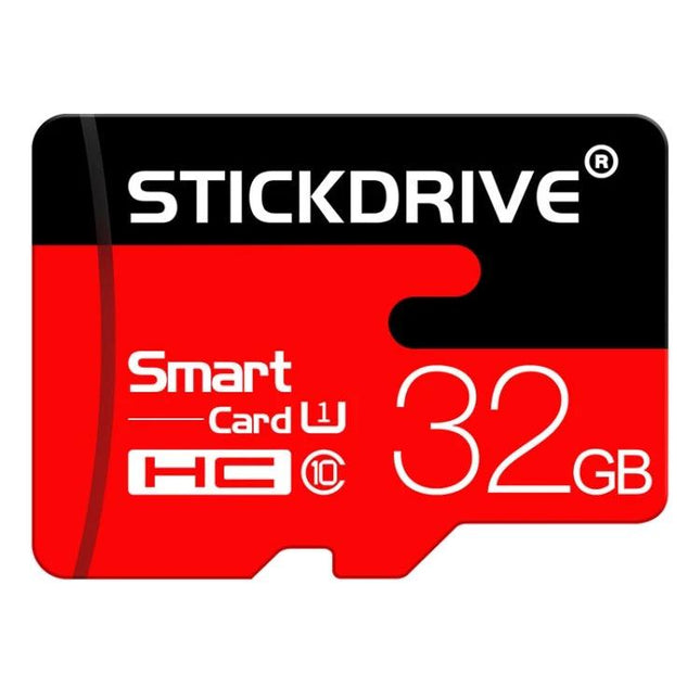 Stickdrive 32GB Micro SD Card for Everyday Data Storage - red and black micro SD card labeled 32GB, U1, Class 10 for full HD recording