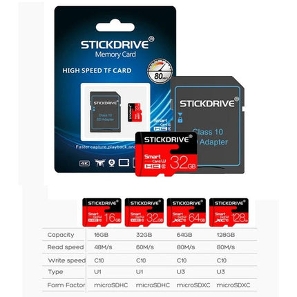 Stickdrive 128GB Micro SD Memory Card for Everyday Storage — Class 10 microSD card with adapter for cameras, drones, and travel storage