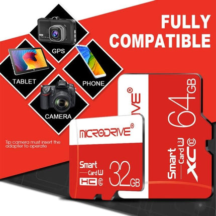 Microdrive 32GB Micro SD Card for High-Speed Photo Storage - red 32GB microSD for camera tablet phone GPS, supports Full HD video and fast transfers