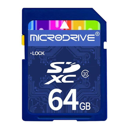 64GB SD Memory Card for Storing Photos and Videos on Devices - blue SDXC card showing 64GB capacity, durable for travel and outdoor shoots