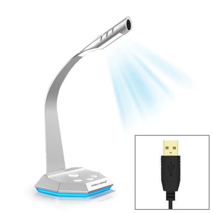 Compact USB Microphone for Everyday Online Communication and Recording - sleek gooseneck USB mic with touch controls and LED base