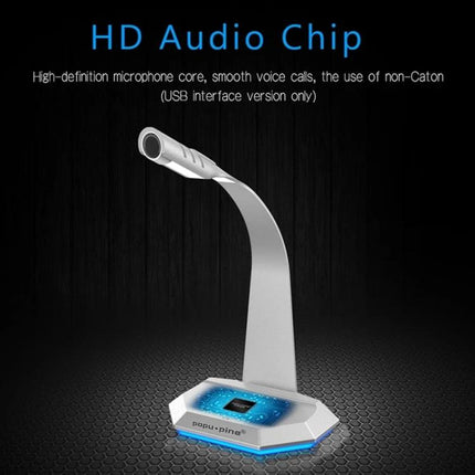 Compact USB Microphone for Everyday Online Communication and Recording — sleek desktop USB mic with flexible neck and LED base for clear voice capture