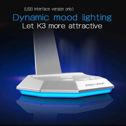 Compact USB Microphone for Everyday Online Communication and Recording - white K3 base with dynamic blue mood lighting, USB interface version only