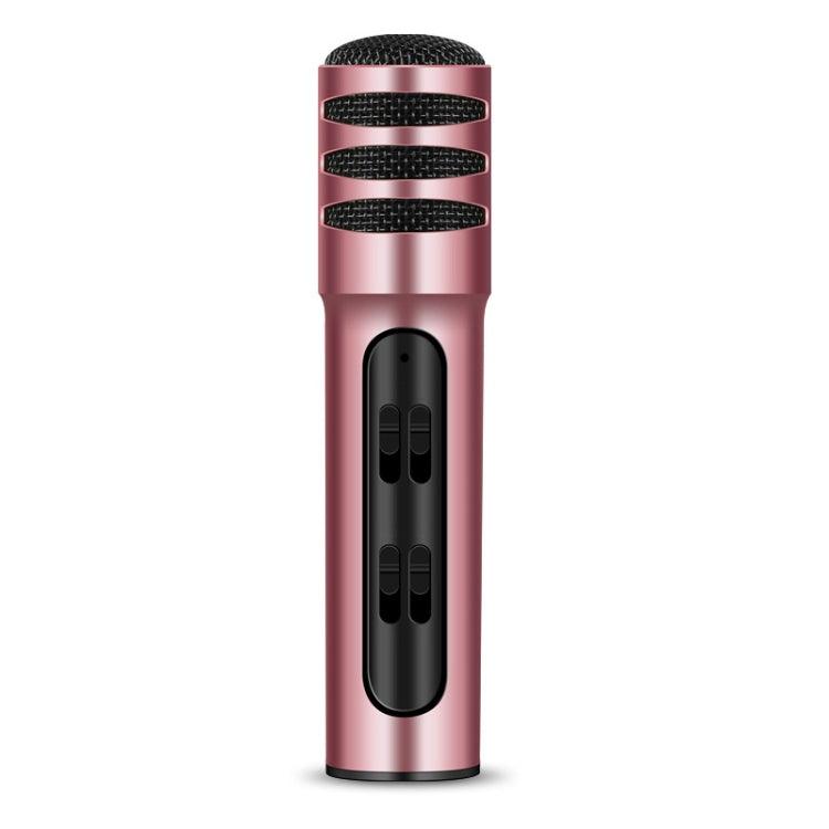 BGN-C7 Portable Dual Mobile Karaoke Microphone with Built-in Sound Card for Live Singing Pink