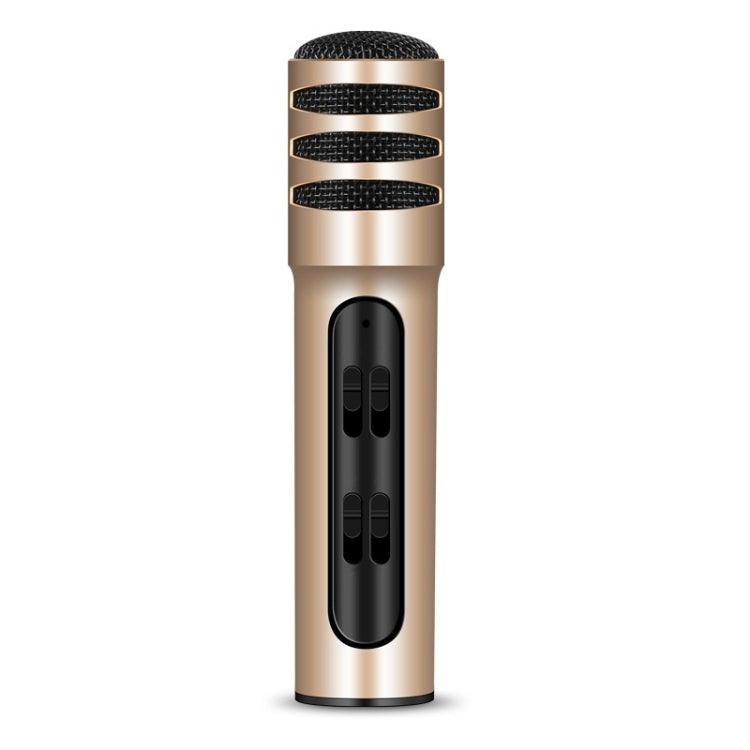 BGN-C7 Portable Dual Mobile Karaoke Microphone with Built-in Sound Card for Live Singing Gold