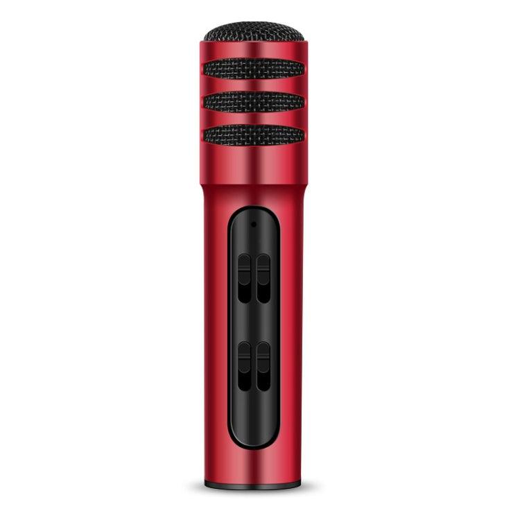 BGN-C7 Portable Dual Mobile Karaoke Microphone with Built-in Sound Card for Live Singing Red