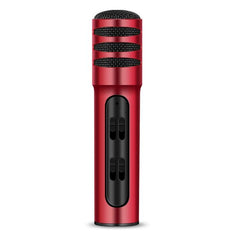 BGN-C7 Portable Dual Mobile Karaoke Microphone with Built-in Sound Card for Live Singing Red